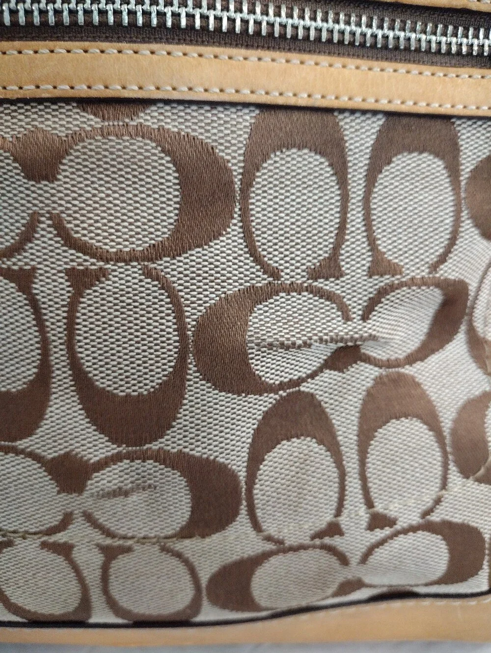Vintage Y2K Coach Hamptons Signature Carryall Shoulder Bag 6830 Jacquard Tan